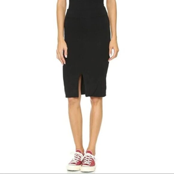 LNA Skirt Slit Mini High Rise Waist Bodycon Pencil Black Stretch Jersey Size S - Picture 1 of 16